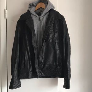 levis leather hooded jacket